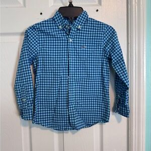 Vineyard Vines Aqua and Navy Check Shirt